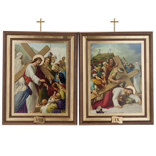 Stations of the Cross printed on wood, 15 stations 10