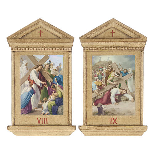 Stations of the Cross printed on wood framed, 15 stations 9