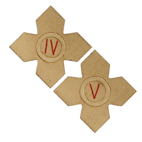 Via Crucis: 15 cruces doradas numeradas madera 4
