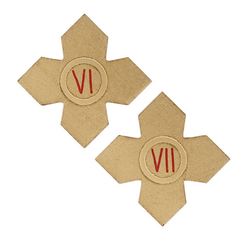 Via Crucis: 15 cruces doradas numeradas madera 5
