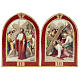 Way of the Cross printed on wood with a red frame, 15 stations s4
