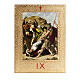 Way of the Cross printed on wood framed in gold, 15 stations s11