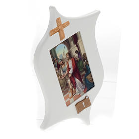Way of the cross printed on wood with a lacquered frame