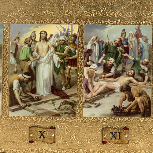 14 Stations of the Cross on 2 wood boards. 2