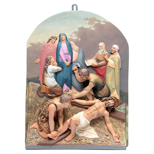 15 Stations of the cross in relief in wood paste 14