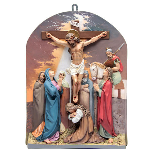 15 Stations of the Cross in relief in wood paste 15