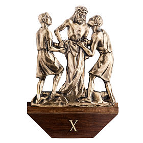 Way of the cross in brass with capital, 30x50cm