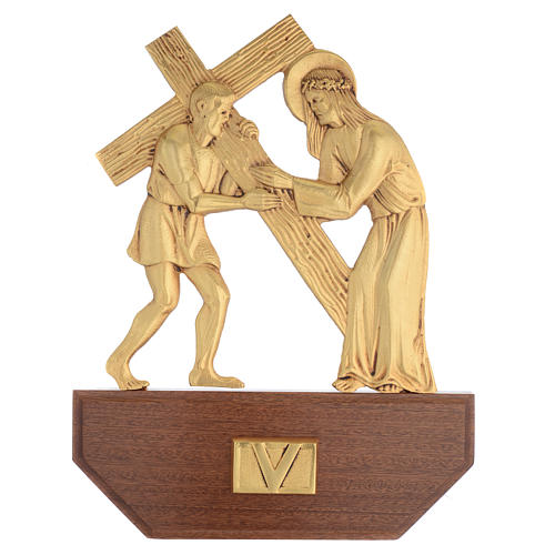 Way of the Cross in brass, 24x30 on capital - 15 stations 7