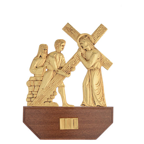 Way of the Cross in brass, 24x30 on capital - 15 stations 4