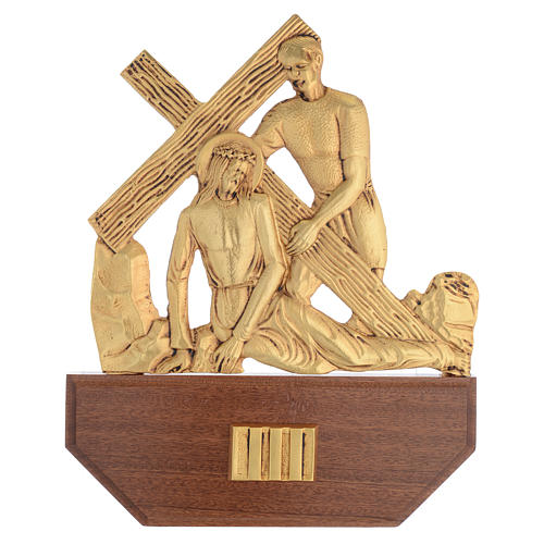Way of the Cross in brass, 24x30 on capital - 15 stations 5