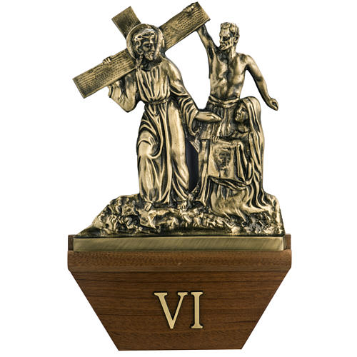 Way of the cross in brass with capital, 24x42cm 1