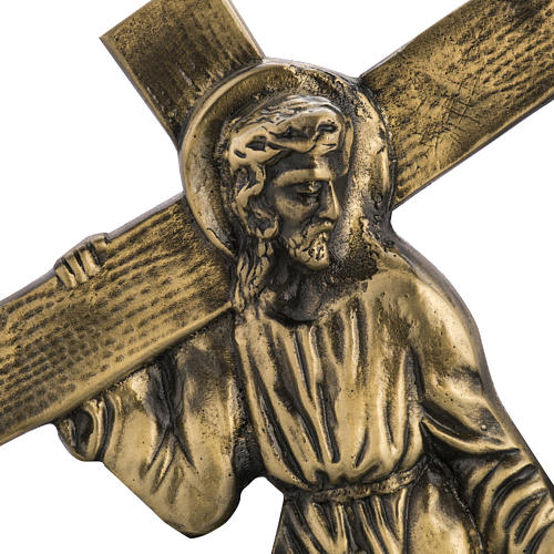 Way of the cross in brass with capital, 24x42cm 2