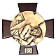 Vía Crucis 14 estaciones latón fundido sobre placa madera s9