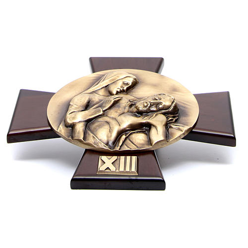14 Stations of the Cross in brass and wood. 16