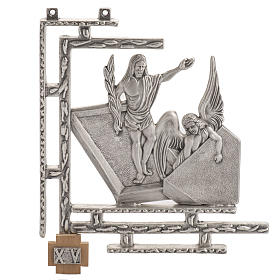 Via Crucis 15 stazioni in bronzo argentato crocetta legno