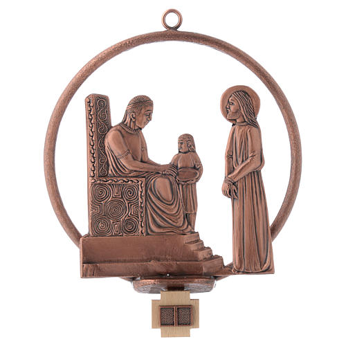 Way of the cross in copper plated bronze, 15 round stations. 1