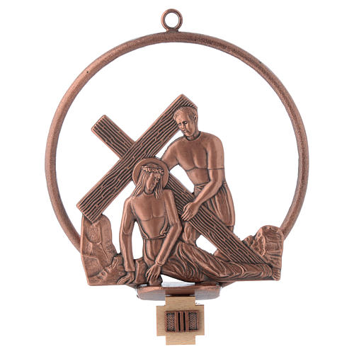 Vía Crucis 15 estaciones redonda en bronce cobrizo 3