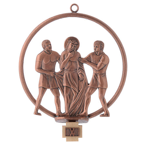 Vía Crucis 15 estaciones redonda en bronce cobrizo 10