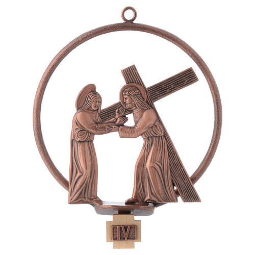 Way of the cross in copper plated bronze, 15 round stations 4