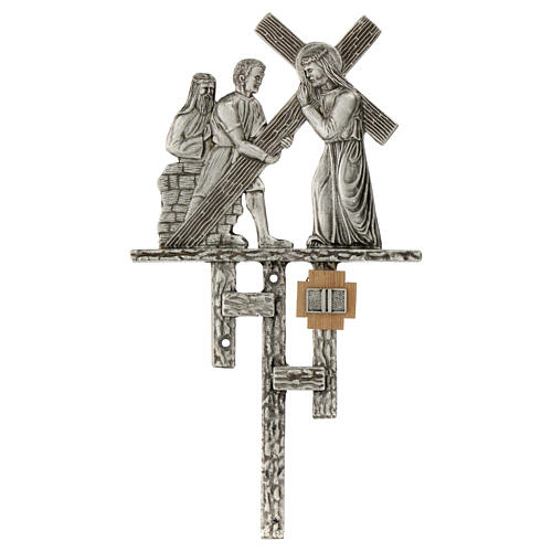 Way of the cross in silver-plated brass, 15 stations 3