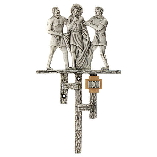 Way of the cross in silver-plated brass, 15 stations 11