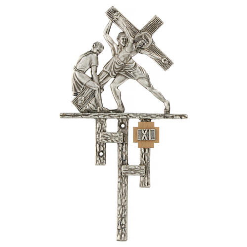 Way of the cross in silver-plated brass, 15 stations 12