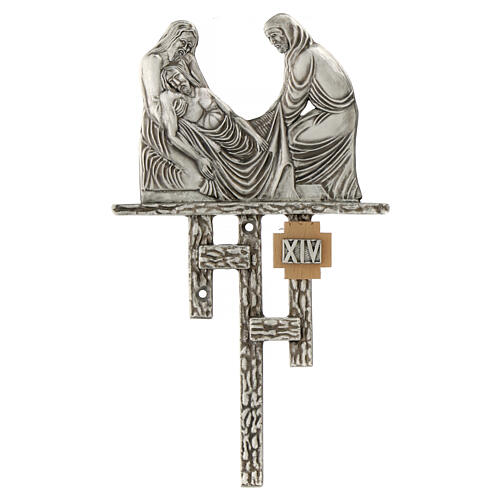 Way of the cross in silver-plated brass, 15 stations 15