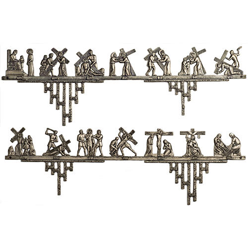Way of the cross in brass 2 pieces, 14 stations. 1