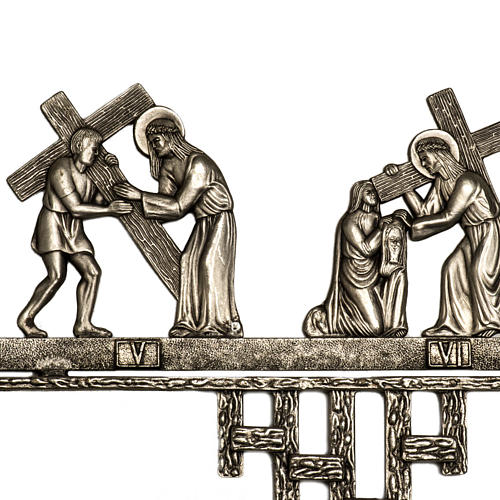 Way of the cross in brass 2 pieces, 14 stations. 3
