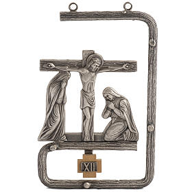 Stylized way of the cross in silver plated bronze, 15 stations
