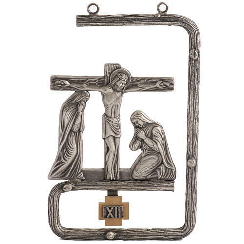 Stylized way of the cross in silver plated bronze, 15 stations 1