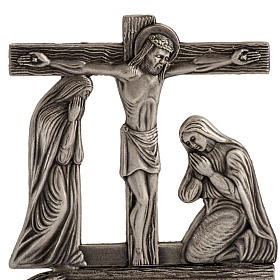 Stylized Way of the Cross in silver plated bronze, 15 stations