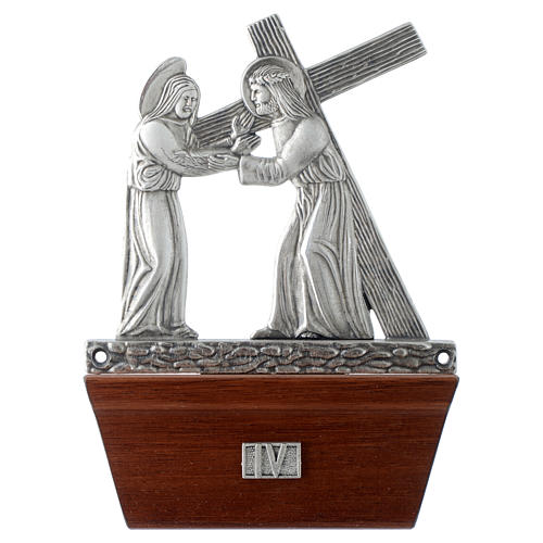 Vía Crucis 15 estaciones base de madera bronce plateado 4