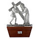 Vía Crucis 15 estaciones base de madera bronce plateado s5