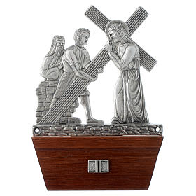 Way of the Cross in silver plated bronze and wood, 15 stations.