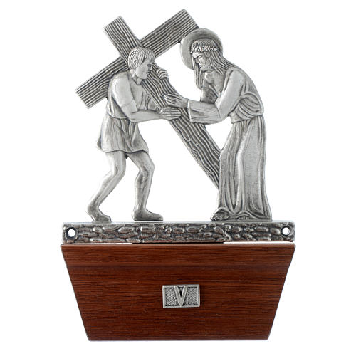 Way of the Cross in silver plated bronze and wood, 15 stations. 5