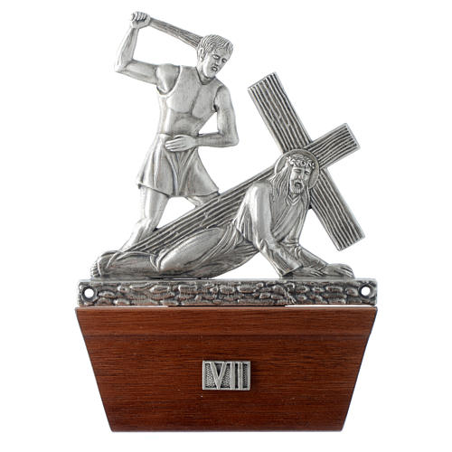 Way of the Cross in silver plated bronze and wood, 15 stations. 7
