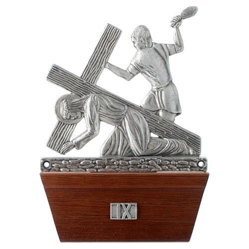 Way of the Cross in silver plated bronze and wood, 15 stations. 9