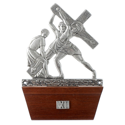Way of the Cross in silver plated bronze and wood, 15 stations. 11