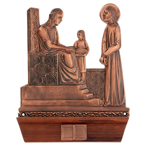 Way of the cross in copper plated bronze and wood, 15 stations 1