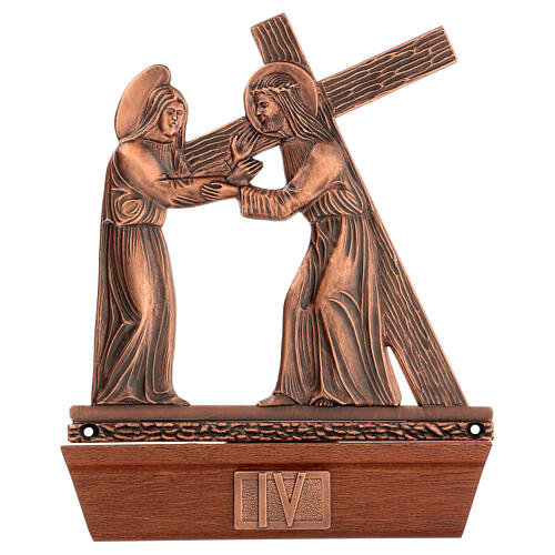 Way of the Cross in copper plated bronze and wood, 15 stations 5