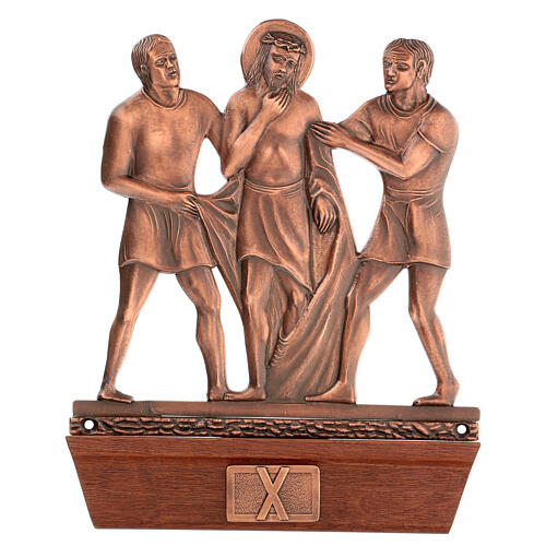Way of the Cross in copper plated bronze and wood, 15 stations 11