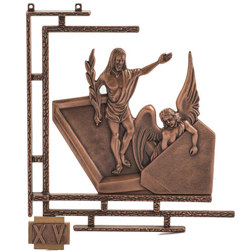 Via Sacra 15 estações em bronze acobreado cruz madeira 1