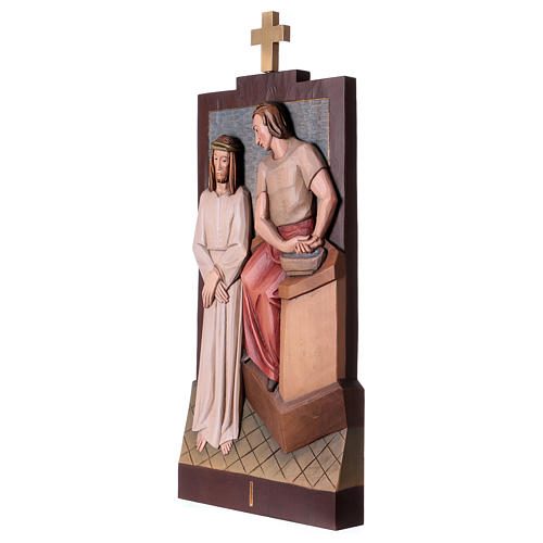 Vía Crucis 14 estaciones madera coloreada Val Gardena 40x20 cm 3