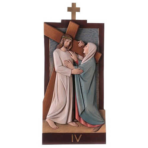 Vía Crucis 14 estaciones madera coloreada Val Gardena 40x20 cm 6