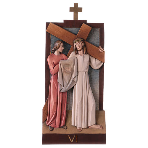 Vía Crucis 14 estaciones madera coloreada Val Gardena 40x20 cm 8