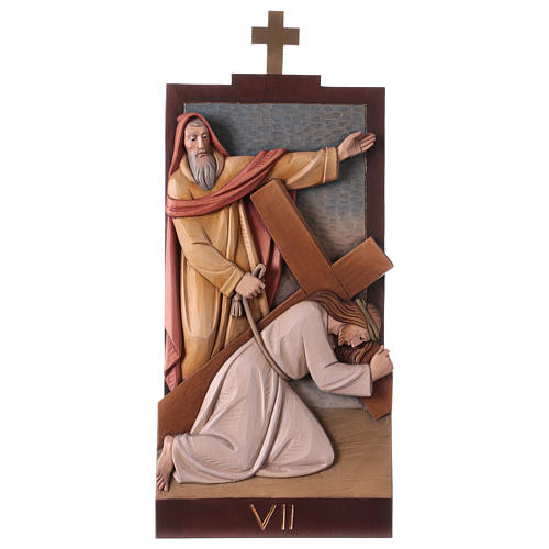 Vía Crucis 14 estaciones madera coloreada Val Gardena 40x20 cm 9