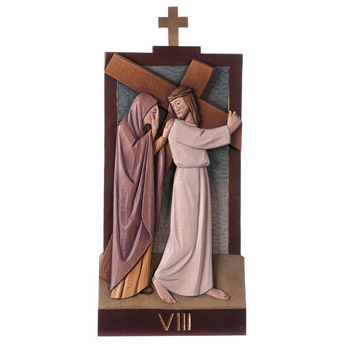 Vía Crucis 14 estaciones madera coloreada Val Gardena 40x20 cm 10
