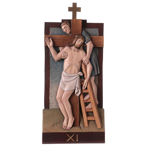 Vía Crucis 14 estaciones madera coloreada Val Gardena 40x20 cm 13