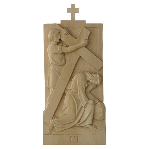 Vía Crucis 14 estaciones madera natural Val Gardena 40x20 cm 4